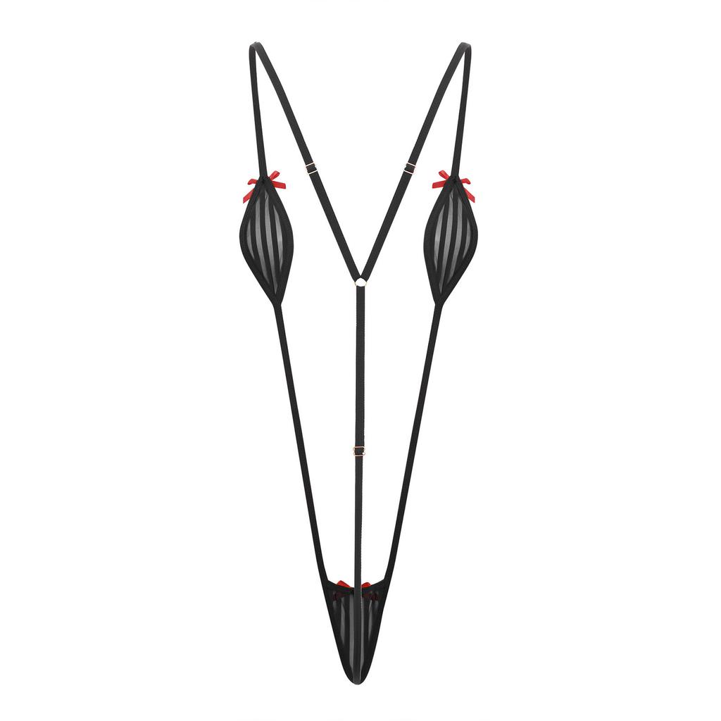 Damen Mikro-Bikini Neckholder Body T-Rücken Monokini Badebekleidung Nachtwäsche