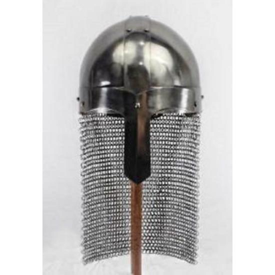 Medieval Viking Nasal Armor Helmet Steel w/Chainmail Hand Forged Sca Halloween