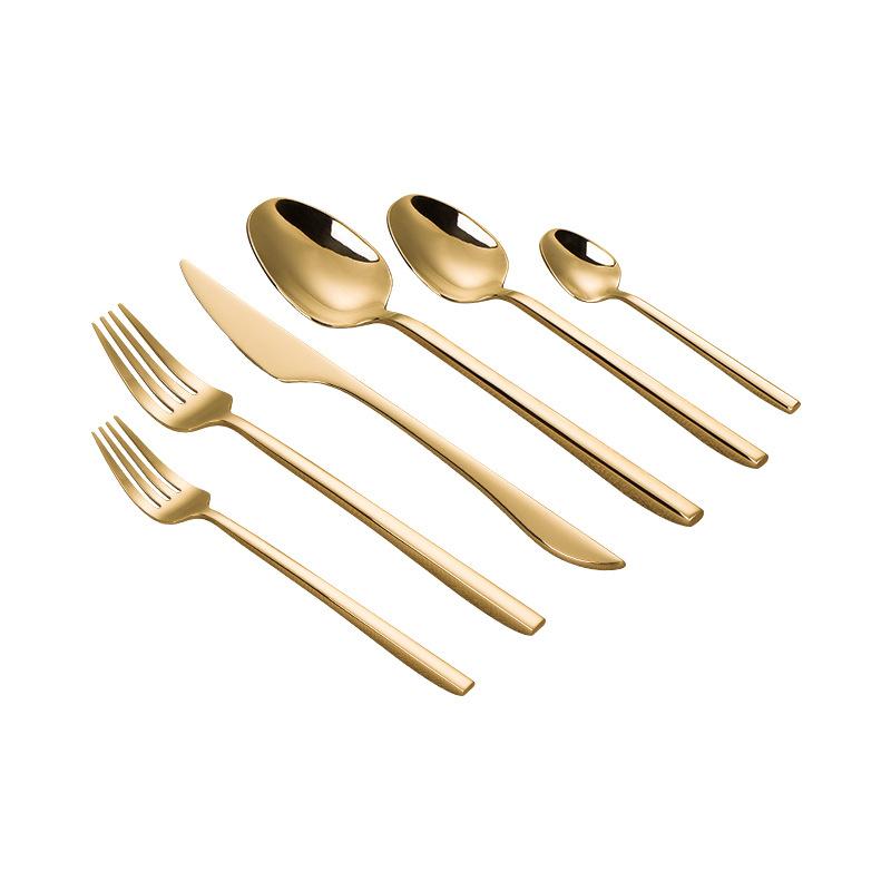 304 stainless steel steak knife, fork and spoon set, thickened Western tableware, gold dessert fork and spoon set, complete set