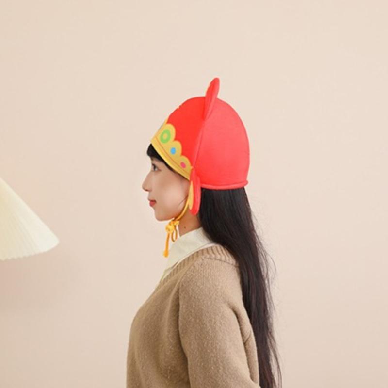 Chinese God Of Wealth Hat With Soft Padding Breathable New Year Party Hat For Family Gatherings And Festival Decoration
