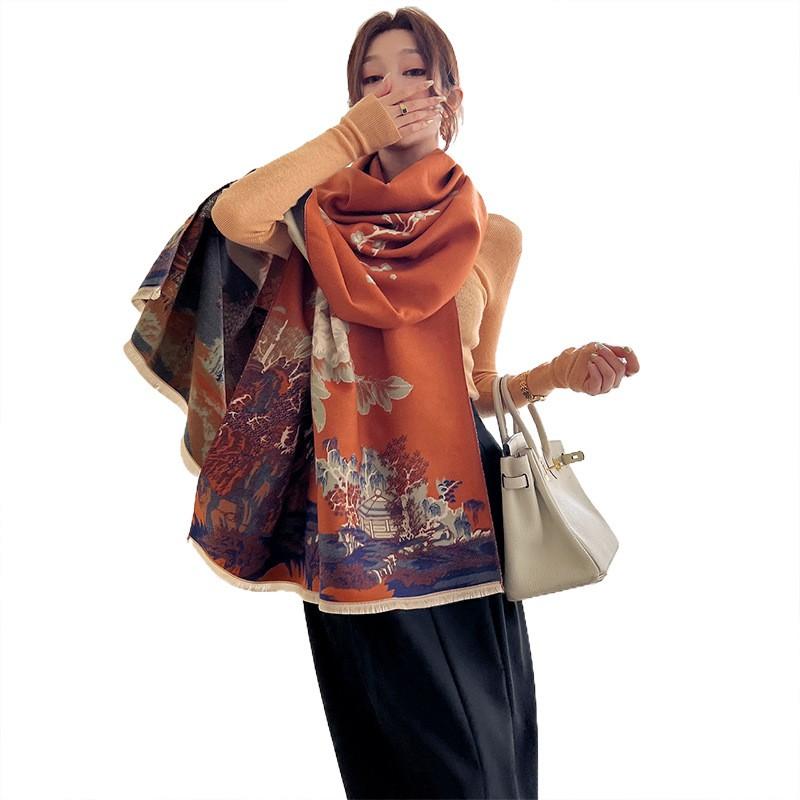 Womens Thick Warm Knitted Scarf With Tassels Viscose Winter Shawl Wrap Elegant Long Style Cold Season