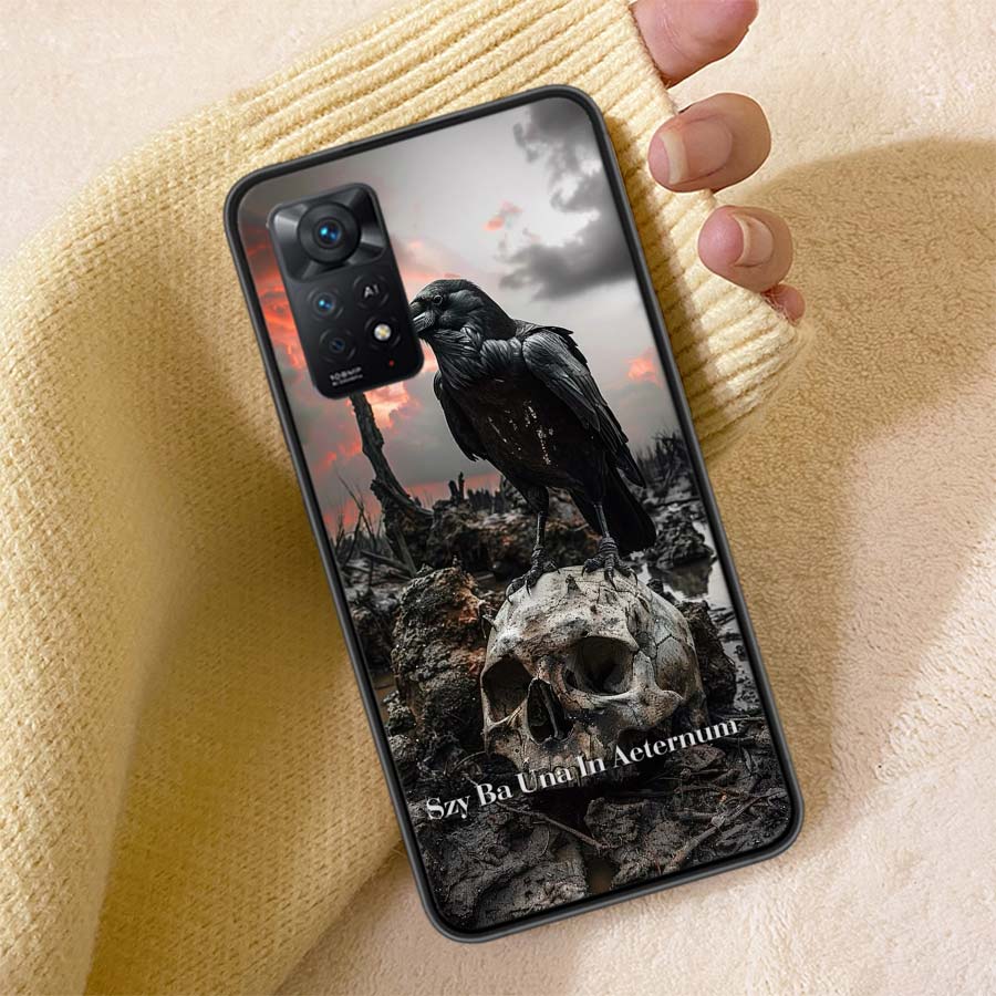 Raven Dark Crow Phone Case For Redmi Note 13 14 15 Pro Plus 12 13C 12C 15C 9 10 10C 9T 9C 9A TPU Soft Cover Clear Cell Cases Sho