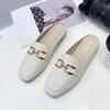 Internet celebrity bag head half slippers women's summer wear new lazy square head flat bottom half tray women's shoes