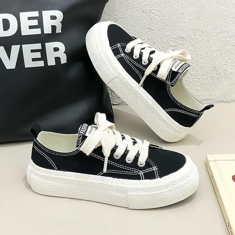 Fashion High on Platform Women's Canvas Shoes Comfortable and Elegant Korean Daily Routine Quality Y2k Fashion Walking Ladies Footwear