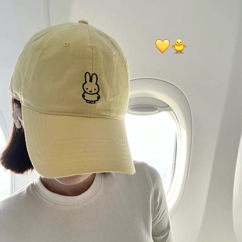 Wholesale Korea 2025 Cute Rabbit Embroidered Baseball Cap Women s Versatile Sunscreen Face Peaked Cap one size fits all