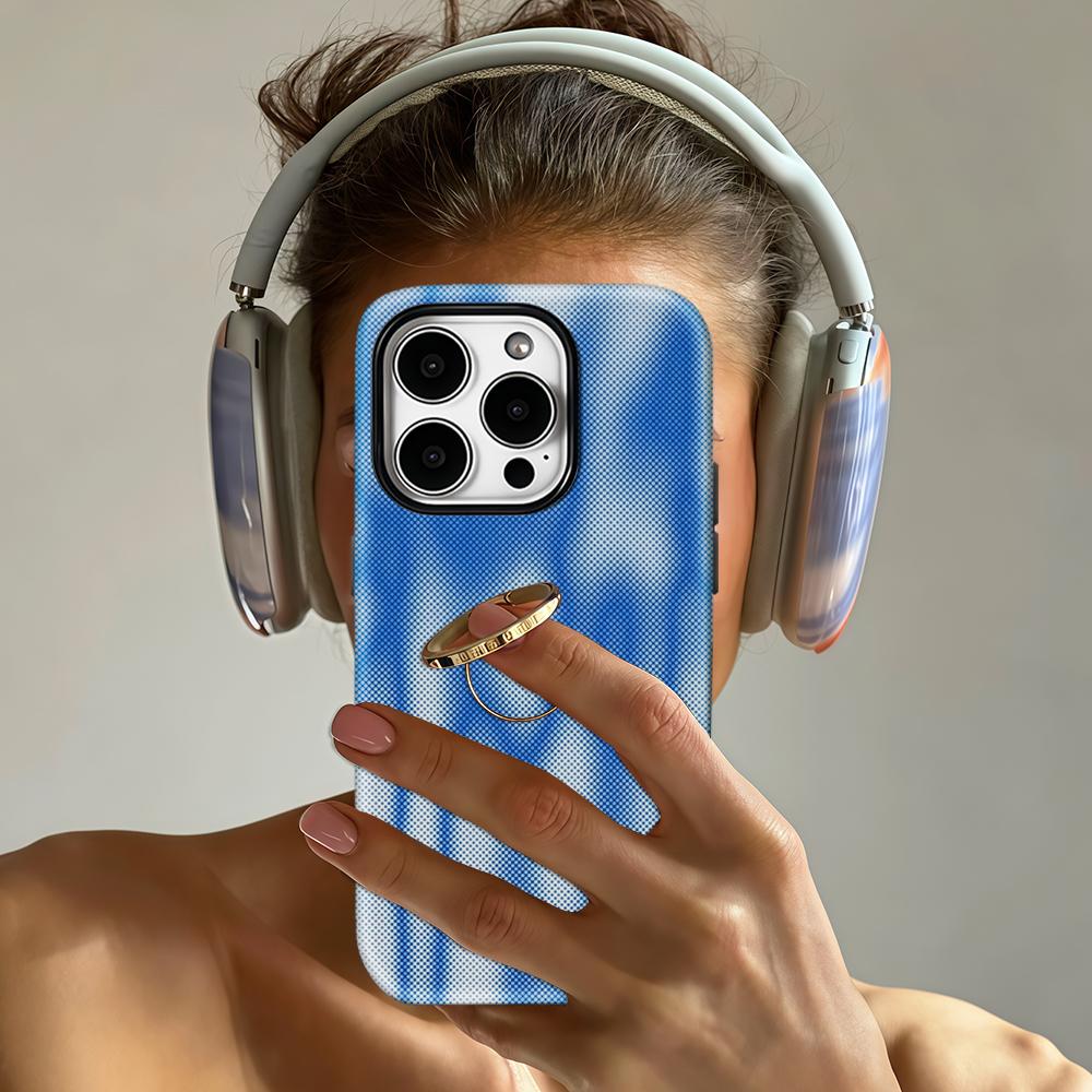 Blue Halftone Phone Case for IPhone 17 16 15 14 13 Pro Max Plus for Magnetic Single Double-layer Tough Case