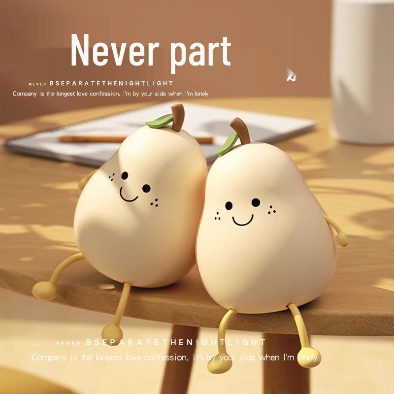 Pat Pat Silicone Pear Night Light - Cute Eye Protection Sleep Companion for Girls
