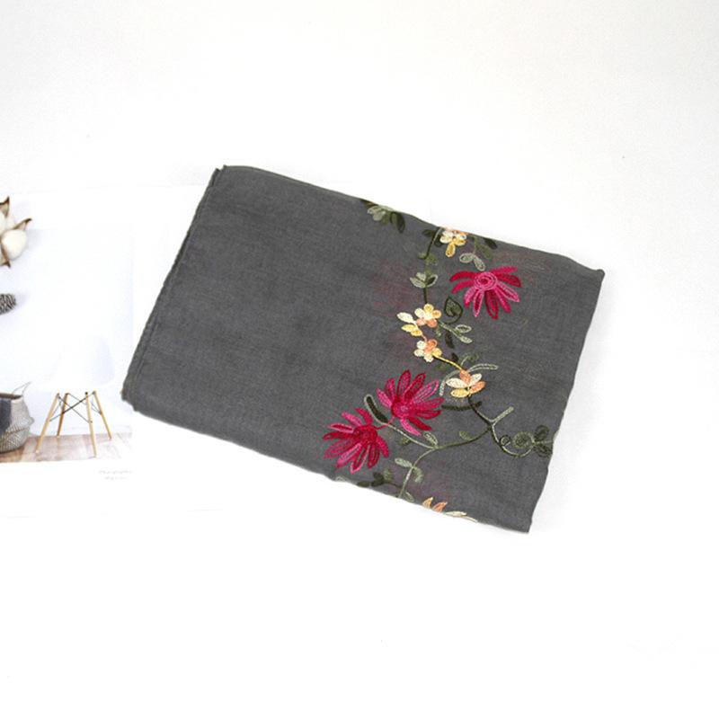 Ethnic Style Embroidery Craft Cotton Linen Scarf for Women Versatile Gauze Scarf Chinese Style Embroidery Long Spring and Autumn