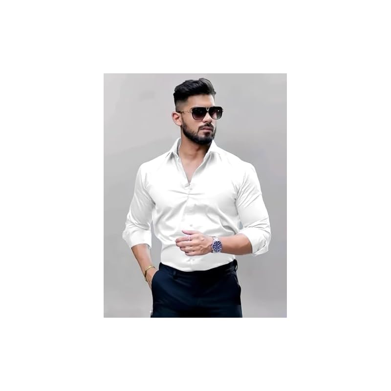 Indoprimo Men' Solid Regular Fit Shirt (If1 9D2Z White
