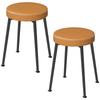 Round Dining Chairs, Set of 2, Stackable, PU Padded Seats, Brown and Black
