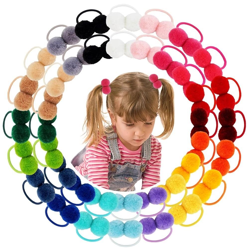 Double Fur Ball Hair Rope Set High Elasticity Hair Bands New Hair Scrunchies  For Kids Girls
