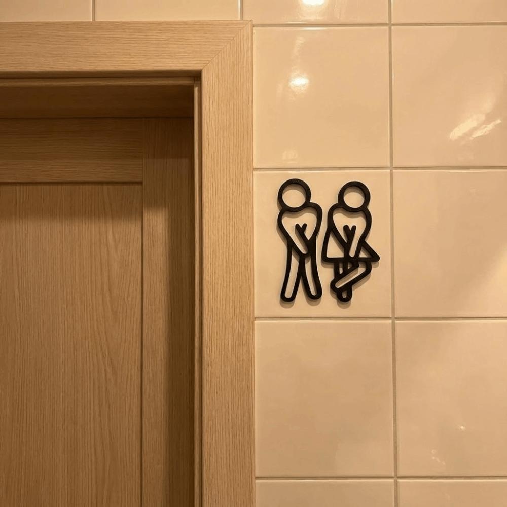 2D Flat Toilet Signage 12cm Gender Signs Modern WC Door Signs  Shopping Mall