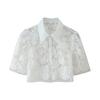 European and American French women's lace short-sleeved shirt bow skirt two-piece set