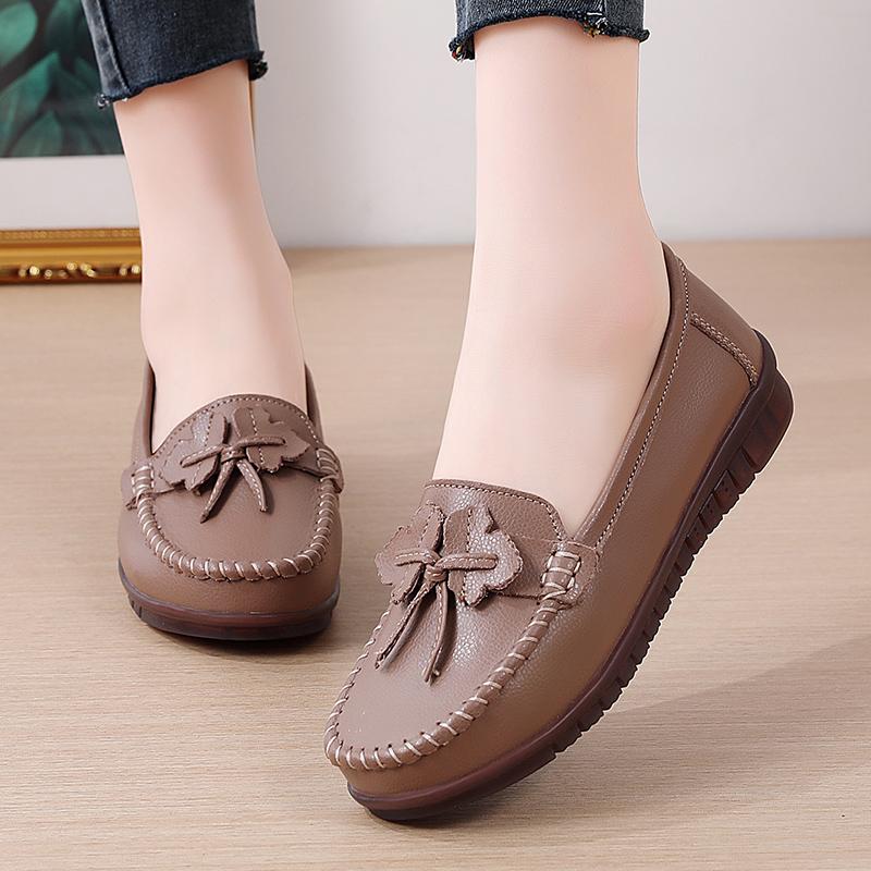 Buy Women Soft Comfortable Flat Shoes Waterproof PU Leather Casual ...