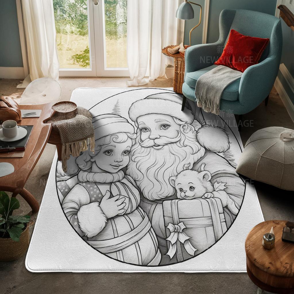 House Entrance Carpet Home Door Mat Living Room Bath Foot Bathroom Non-slip Water Absorption Rugs Bath Merry Christmas Winter