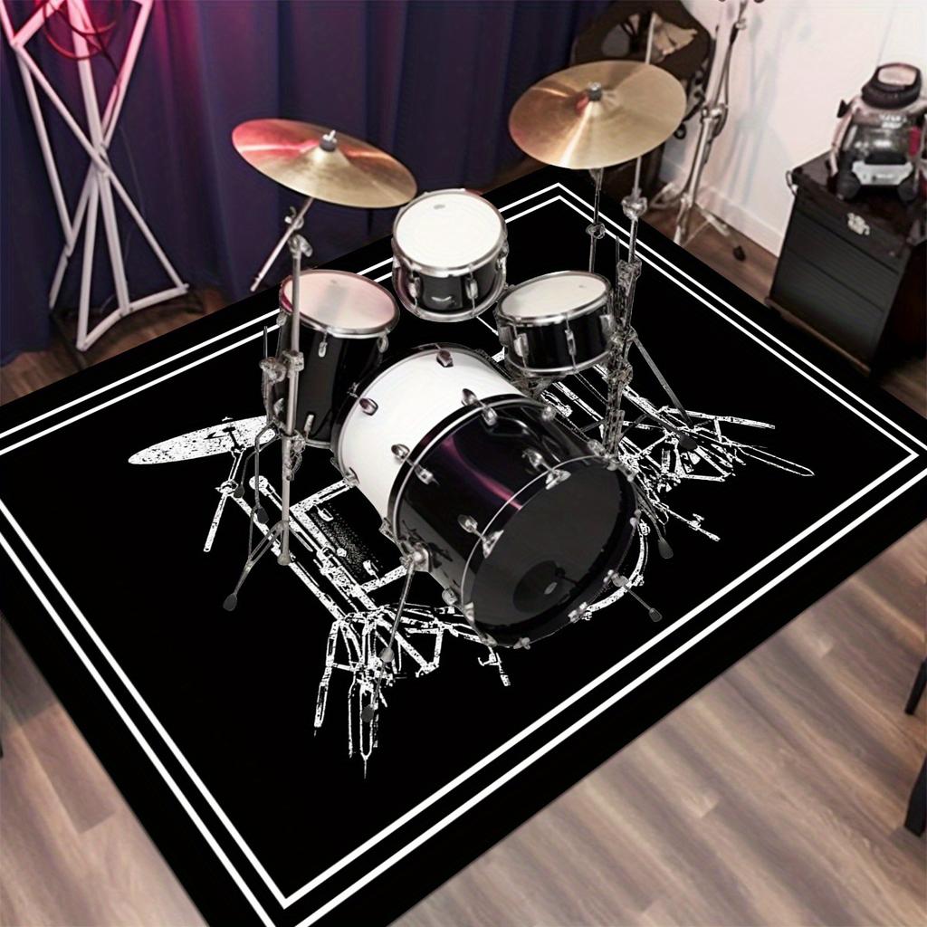 Drum Set Music Theme Rug: Non-Slip Washable Mat for Indoor Outdoor, Bedroom, Living Room, Entryway, Dorm Home Decor