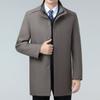 Middle-aged men's windbreaker winter mid-length dad casual cadre coat removable wool liner stand-up collar top