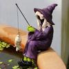 Witch Fishing Statue Decor UV Resistant Waterproof Halloween Resin Gothic Figure Garden Pond Edge Ornament