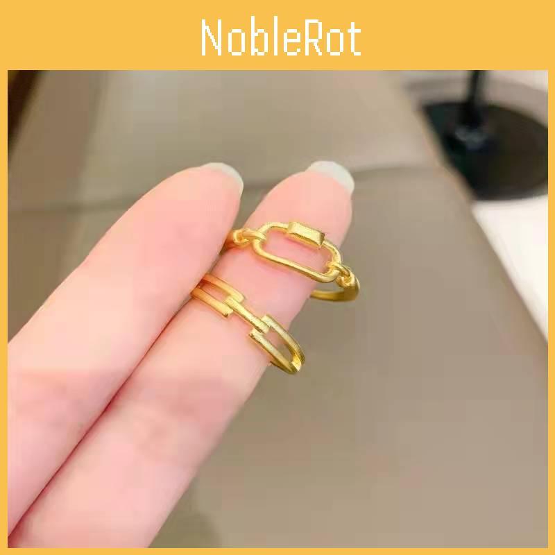 Vietnamese Brass Elegant Goldplated Double Ring Geometric Fashionable Open Adjustable Ring For Women