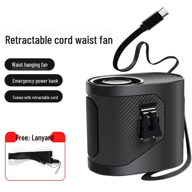 

High-Speed Telescopic Waist Fan with USB Charging and Multi-Functional Mobile Power Bank 6000mAh