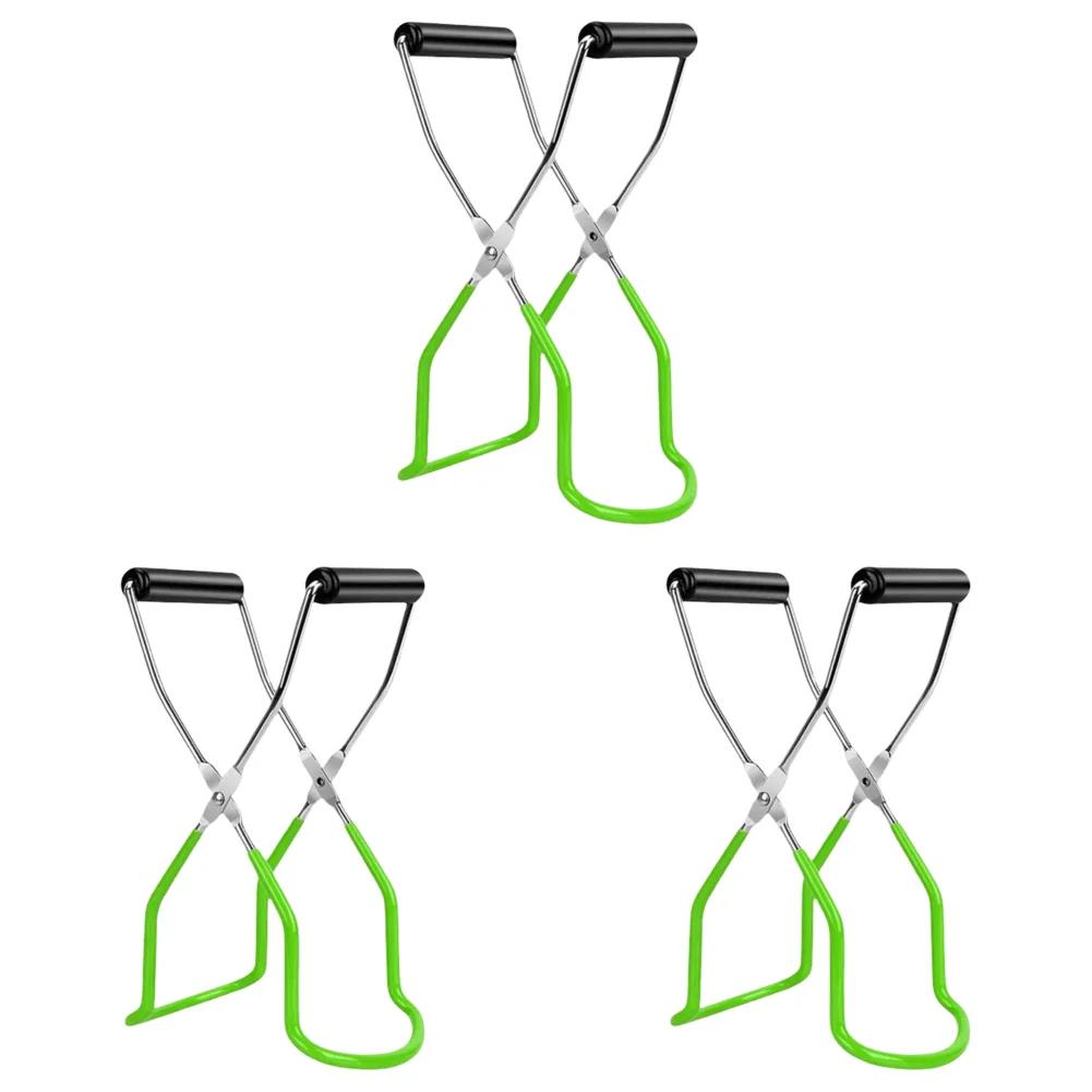 Stainless Steel Canning Jar Lifter with Grip Handle Can Lifter Tongs Jar Clip Heat Resistance Anti-clip Glass Tong for Kitchen