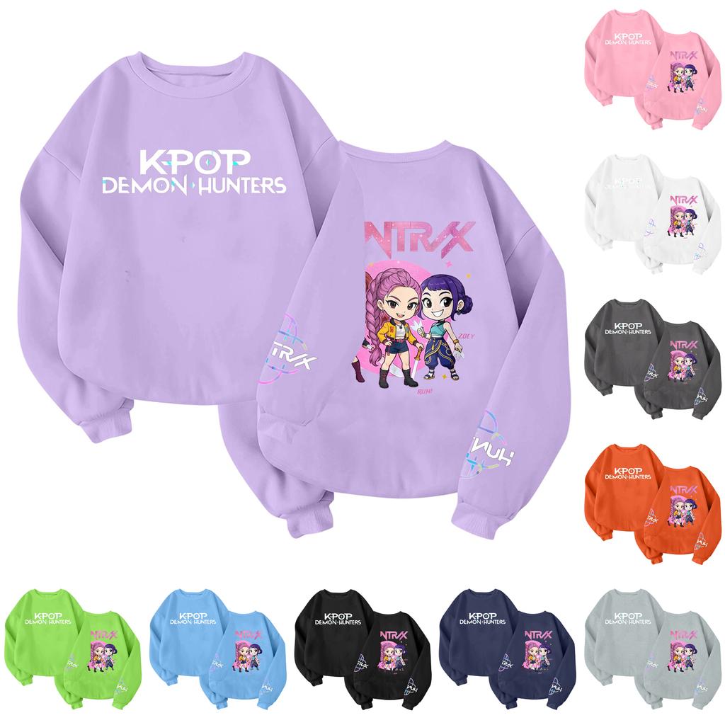 Children's Fashionable Lightweight Long-sleeved Round Neck Pullover With Pockets Printed Pullover
