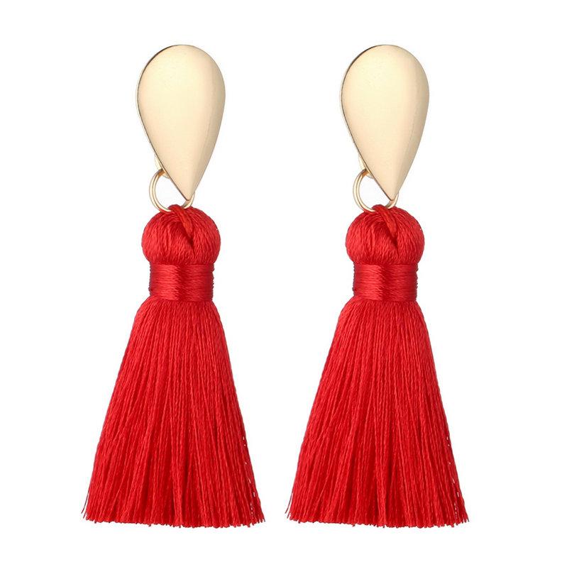 LOVBEAFAS Brand Tassel Earrings For Women Fashion Zircon Gold Color Bohemian Drop Dangle Earings Wedding Vintage Earrings красный
