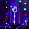 LED Clear Dome Eyeball Night Light Creepy Light-up Eyeball in Cloche with Wooden Base for Home Kitchen Tabletop Mentel Shelf Decor