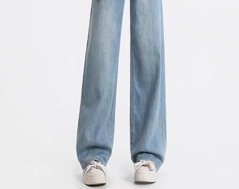 Women's High-Waisted Straight-Leg Jeans - 2025 Spring Retro Slim Fit, Loose and Thin Summer Design