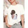 Black Oversized T Shirt With Woman Holding Coffee Cup Print Casual Everyday Wear
