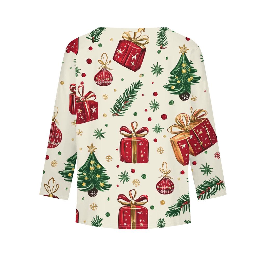Christmas Day Girls Long Sleeve T Shirts Kids Fall Tops Crewneck Printed Basic Tees