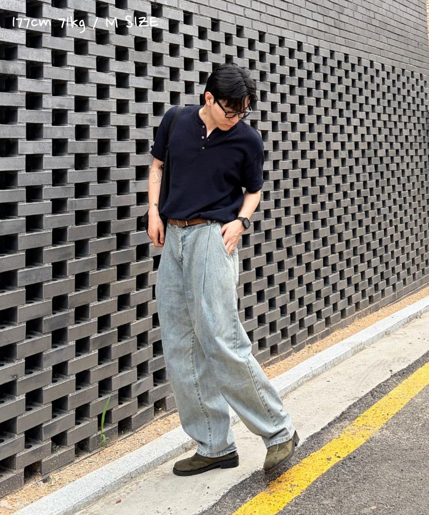 CUZNELLO Cool Cotton Henley Neck Short Sleeve Knit_Deep Navy