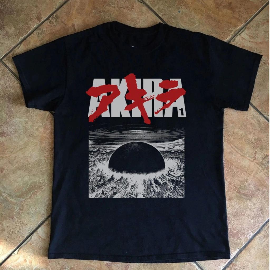 Streetwear Vintage Tričko Akira 1989 Anime Film Japonsko Pánské Černé Oversized Krátký Rukáv Bavlna Nadměrná Velikost Harajuku Ležérní Unisex