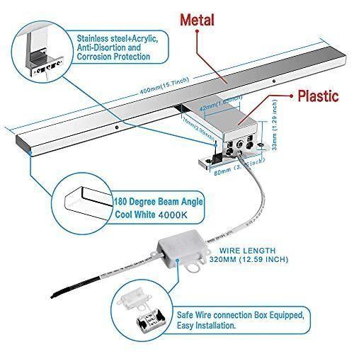 Lampe pour miroir led - azhien - 10w - 820lm - blanc neutre 4000k - ip44