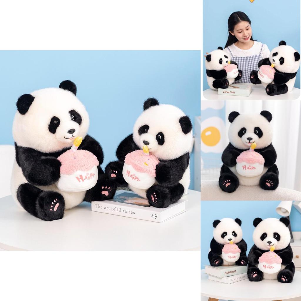 Adorable Cake Panda Plush Toy With Soft Pp Cotton Filling For Kids Birthday Gifts