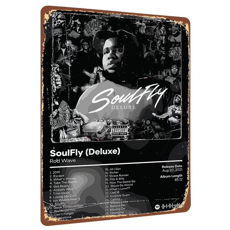 

Rod Wave SoulFly Deluxe Album Cover Custom Metal Tin Sign Wall Art Decor for Music Fans 20x30cm（7.8x11.8inch）