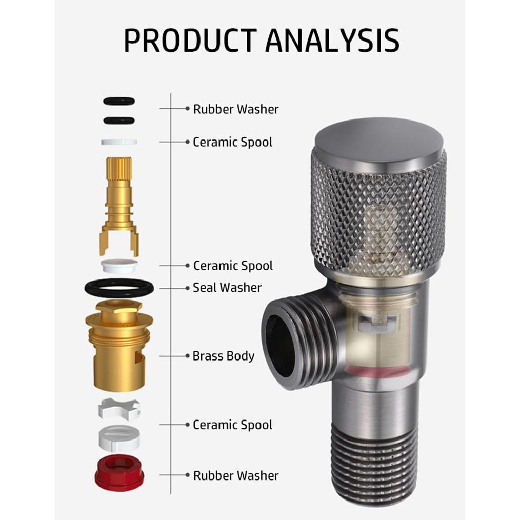 Brass Angle Valve Gray Inlet Valve Bath Outlet Valve G1/2 Basin Sink Diverter Kitchen Sink Wash Basin Water Stop Faucet