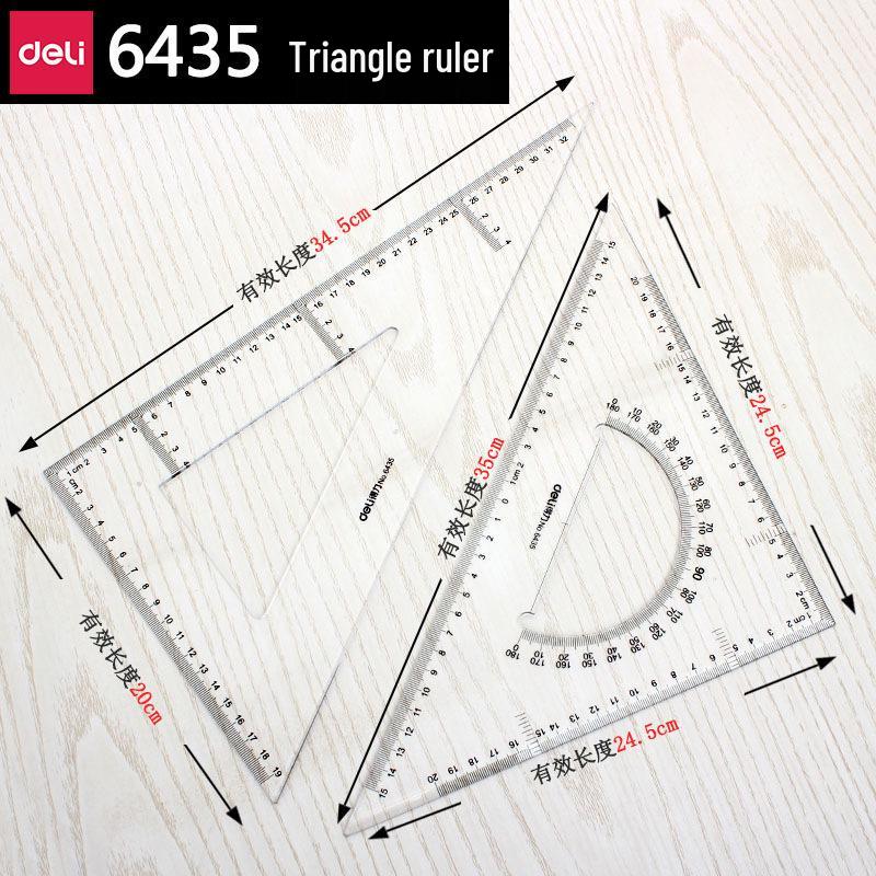 Deli Transparent Equilateral Triangle Ruler Set, 33cm Drafting Square 30cm