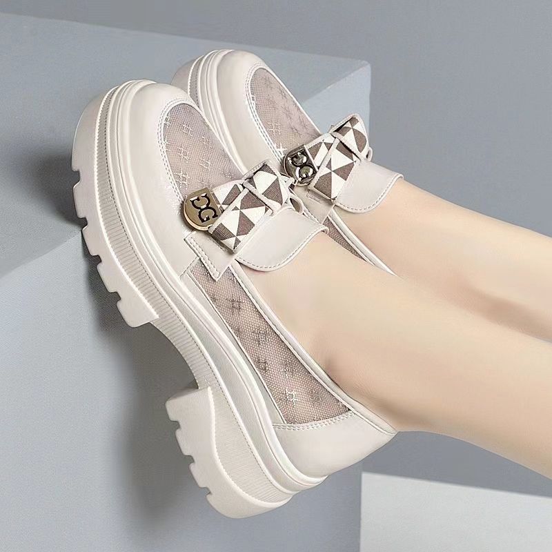 Round Toe Loafers Shoes for Women High Heels Platform Mesh Breathable Woman Pumps Summer 2025 Popular Vacation Shoe On Promotion