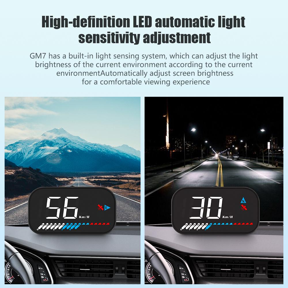 ZQKJ GM7 Head Up Display GPS for All Cars Security Alarm HUD Speedometer Auto Digital Speed Odometer Compass Gauges Accessories