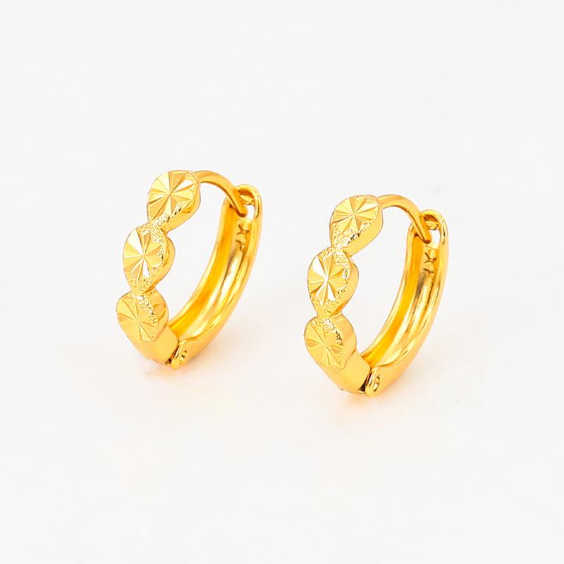 Новые серьги-гвоздики флэш-песок тележка цветок геометрический круг медный сплав покрытие 24k цвет легкая роскошь темперамент серьги-гвоздики женские