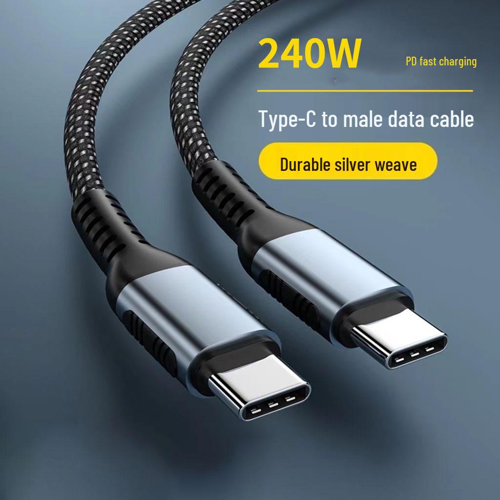 240W PD Fast Charging C-to-C Cable, Male-to-Male, 100W Charging, 5A Data Transfer, Type-C.