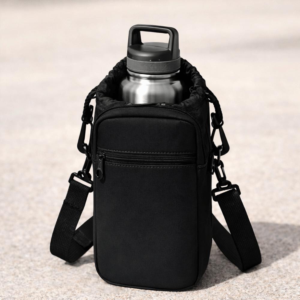 Adjustable Shoulder Strap Crossbody Water Bottle Bag Insulation Water Bottle Carrier Bag  Walking