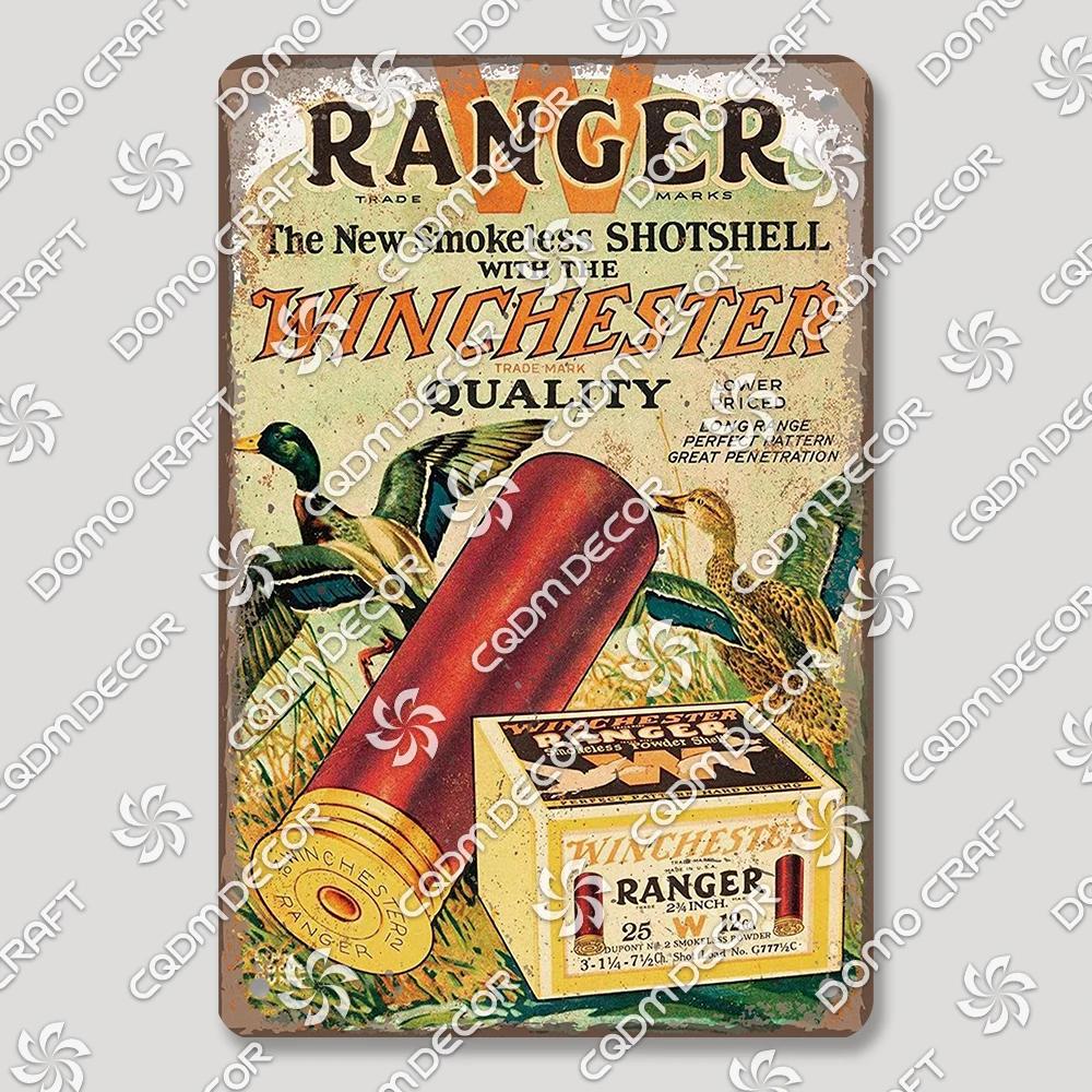 Hunting Metal Tin Signs, Ranger Shotgun Shells Vintage Poster, Retro Duck Elk Bear Metal Plaque, Club Farmhouse Home Wall Decor
