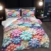 Vibrant Floral Print Duvet Cover Set Polyester All-Season Machine Washable For Home And Dormitory Decor