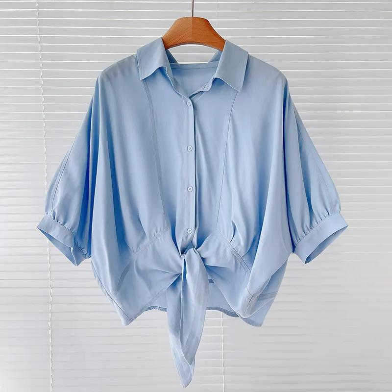 

Blue Shirt Women s Summer Design Fashion Short Sleeved Shirt with Bat Shirt Short Off Shoulder Top S