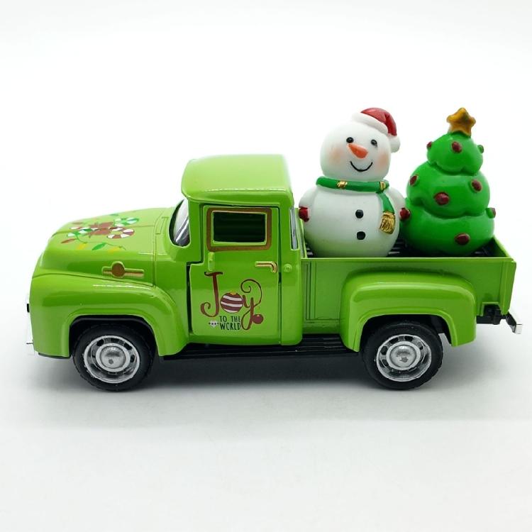 Pull Back Function Green Christmas Vehicle Alloys Crafted Desktop Model For Indoor Seasonal Styling