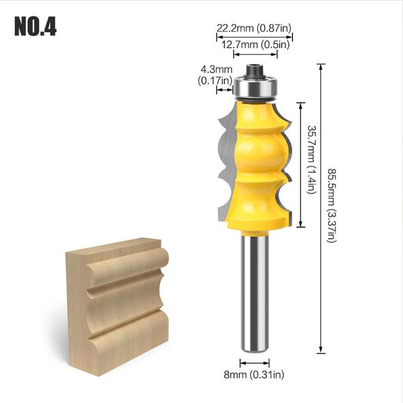 Architectural Molding Handrail Router Bit Casing Base CNC Line Woodworking Cutters Face Mill 8mm Shank