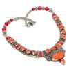 Cabochon Vintage Tibetan Necklace Natural Red Coral 18 In Boho Statement NN 889