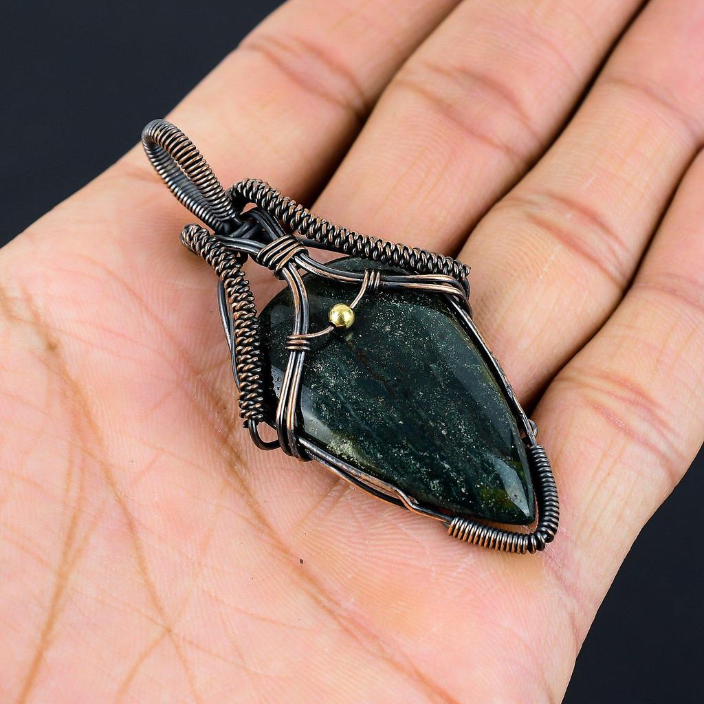 Krvavý kámen drahokam z čistého měděného drátu zabalené ručně vyráběné šperky dárkový přívěsek